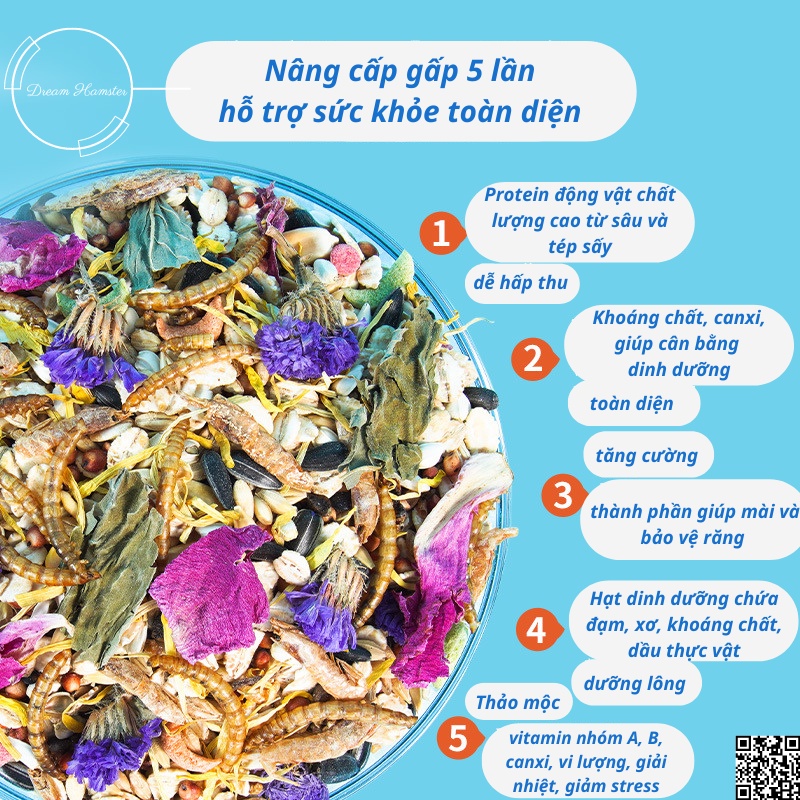 Thức ăn hải sản thảo mộc Crispy feed Jonsanty dinh dưỡng toàn diện cho hamster