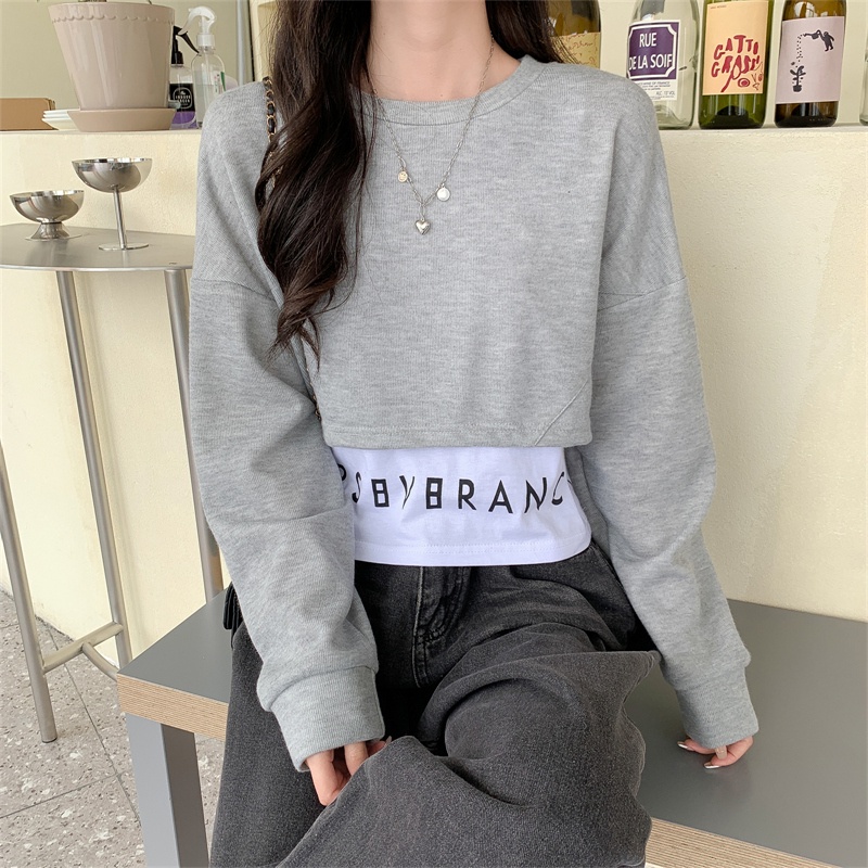 SUXI Áo Thun Dài Tay Phối Màu Thời Trang Nữ Tính