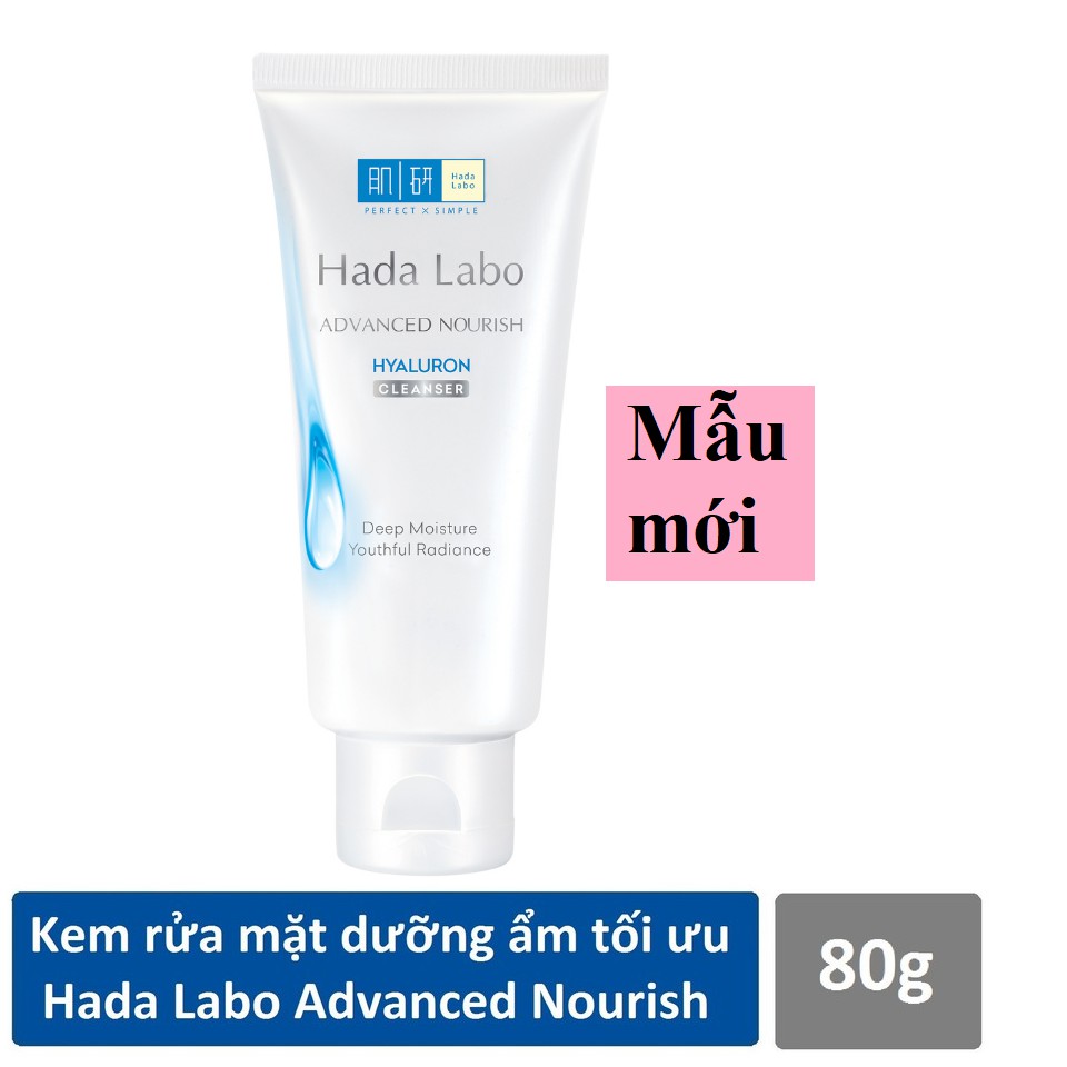 (HSD 2023) Kem Rửa Mặt Dưỡng Ẩm Tối Ưu Hada Labo Advanced Nourish Hyaluron Cleanser (80g)