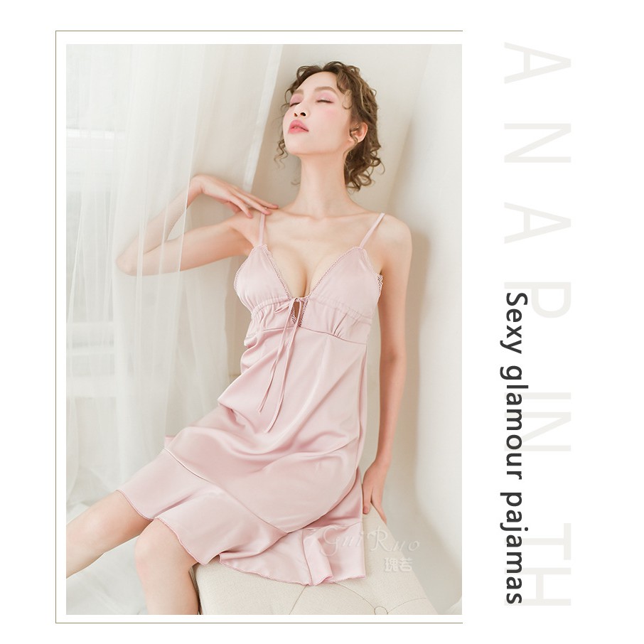 Váy ngủ hai dây lụa satin sexy cao cấp Đầm mặc nhà gợi cảm quyến rũ S01 | BigBuy360 - bigbuy360.vn