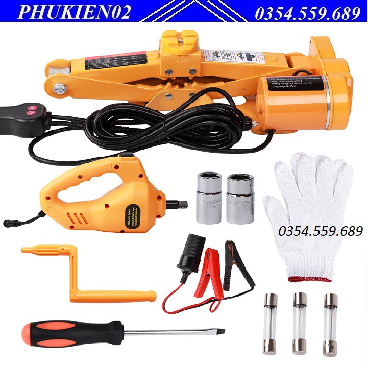 Bộ kích và mở lốp 2 trong 1 chạy điện 12v - Con Đội Kích Lốp Nâng Gầm Xe Bằng Điện 12 Vol - Bộ kích gầm ô tô 12V 2 trong