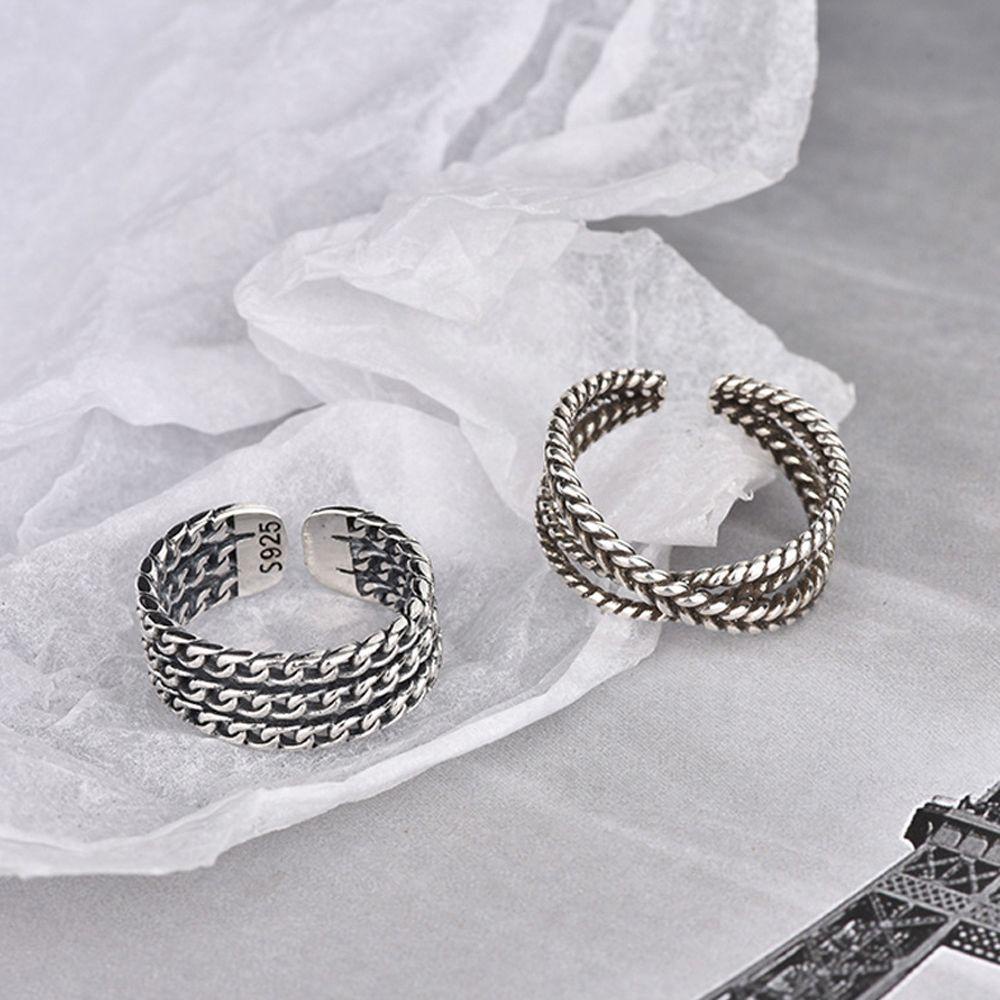 Nhẫn Kiểu Dây Xích Xoắn Đơn Giản Thời Trang Phong Cách Punk Cổ Điển Dành Cho Nữ