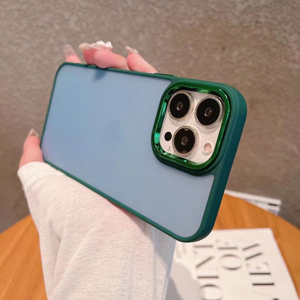 Ốp Điện Thoại Mạ Điện Chống Sốc Có Nút Kim Loại Cho iPhone 7 / 8 PLUS XS XR XSMAX 11 12 13 promax