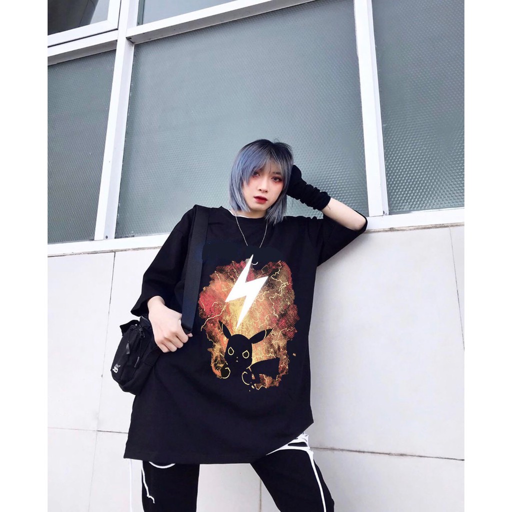 Áo thun PIKACHU SẤM SÉT from rộng unisex tay lỡ cao cấp hot trend 1Kenz