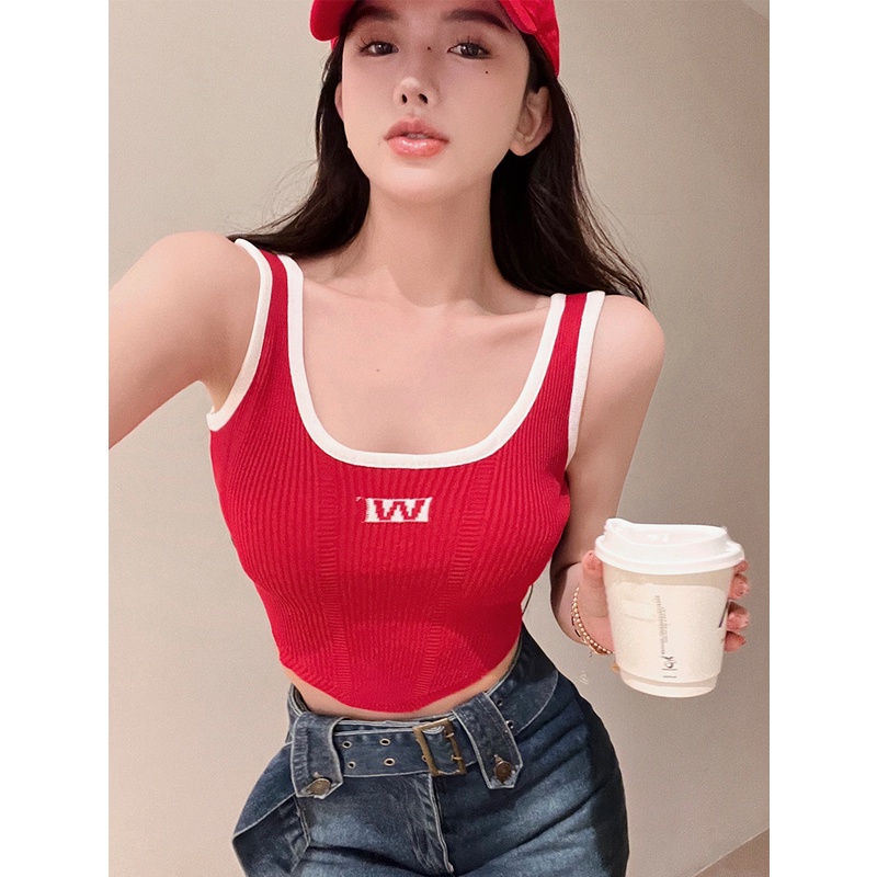 HUANG YOYO Áo Hai Dây Dáng Ngắn Phong Cách Hàn Quốc Thời Trang Cho Nữ