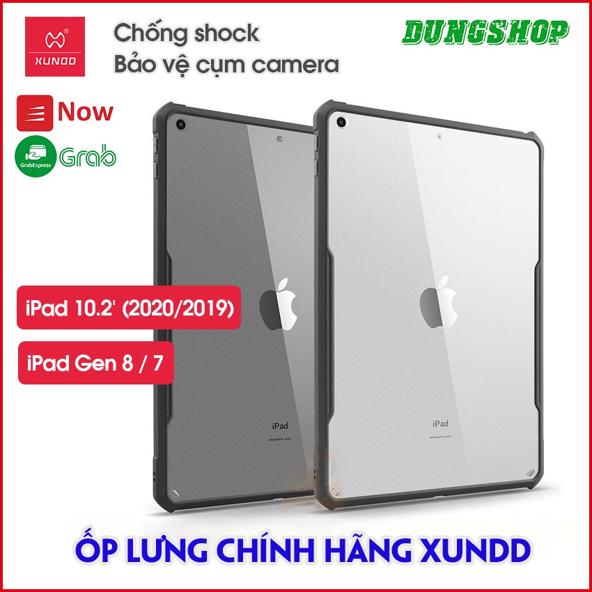 Ốp lưng iPad 10.2 inch ( 2020 / 2019 ) / iPad Gen 8 / 7, Chính hãng XUNDD, Chống shock, Mặt lưng trong suốt, Viền TPU
