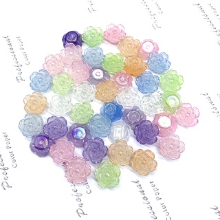 Bộ 50 Hạt Nhựa 14mm Hai Lỗ Hình Hoa Làm Trang Sức Thủ Công