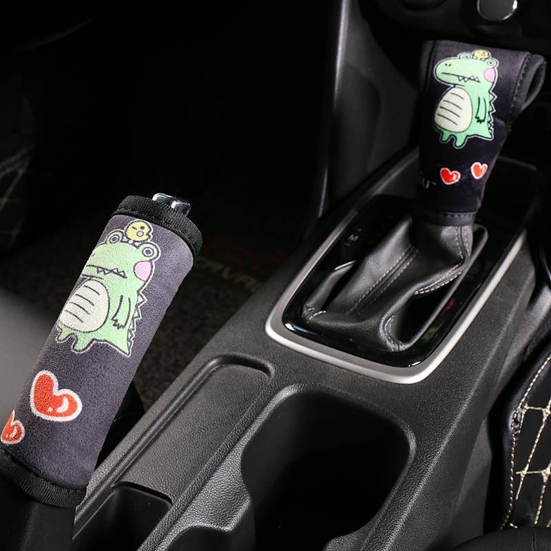 Vỏ bọc cần gạt số xe hơi bằng vải nhung chống trượt thấm hút mồ hôi họa tiết hoạt hình dễ thương tùy chọn