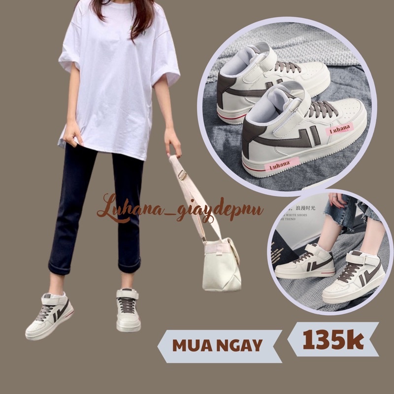 Giày thể thao nữ đế bằng bánh mì basic vải canva ulzzang sẵn hàng,giày luhana đi học đi chơi siêu đẹp