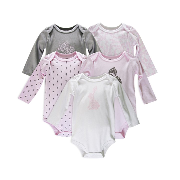 Set 5 Bodysuit Dài Tay Dành Cho Bé Gái Từ 0~12 Tháng mẫu ngẫu nhiên