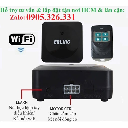 Bộ điều khiển cửa cuốn qua điện thoại - wifi - app ERLING - Hộp nhận cửa cuốn wifi thông minh - Phụ kiện cửa cuốn