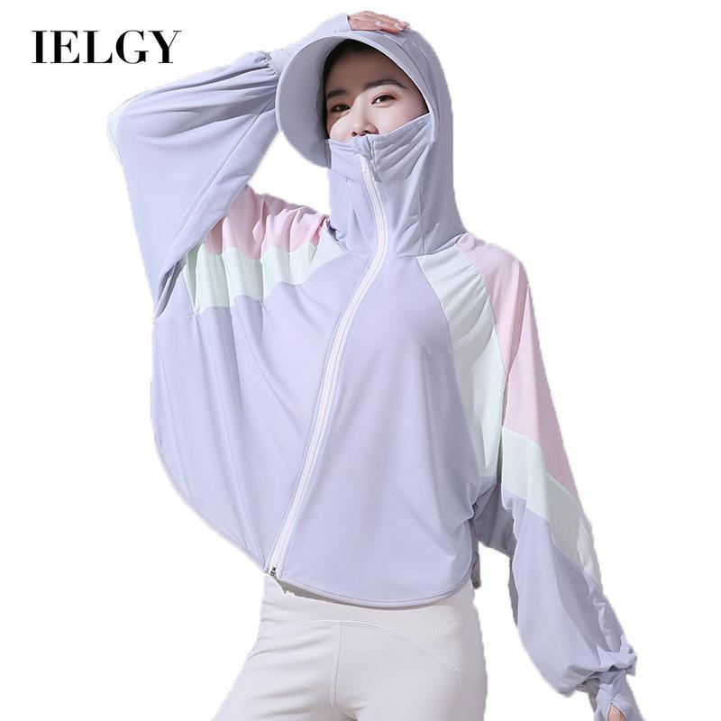 Áo khoác IELGY chống nắng vải lụa mát có mũ trùm thời trang dành cho nữ