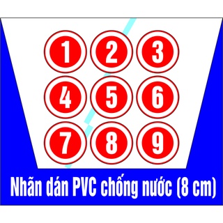 số thứ tự tem tròn chất liệu pvc chống nước nhiều màu