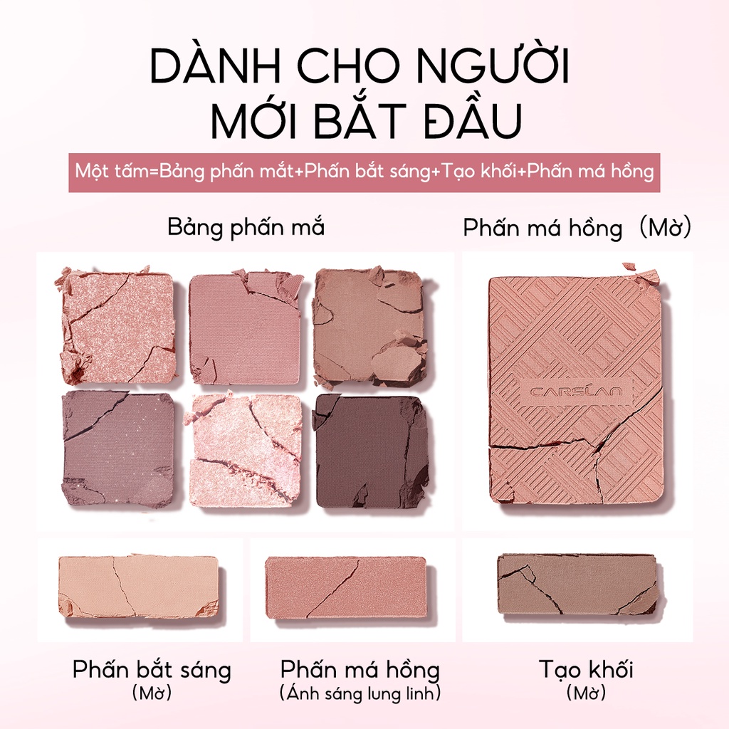 Bảng Phấn Mắt CARSLAN 10 Màu đa Chức Năng Phấn bắt sáng Tạo khối Phấn má hồng 12g