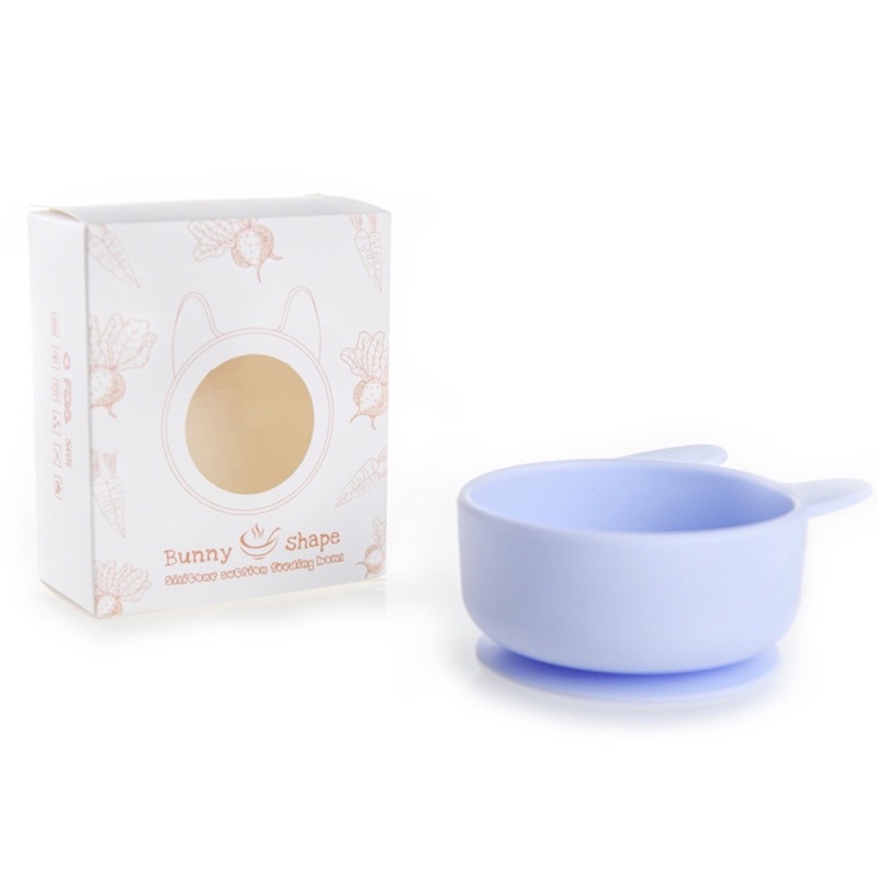 Bát silicone hình thỏ xinh cho bé ăn dặm, hít dính kèm hộp đựng