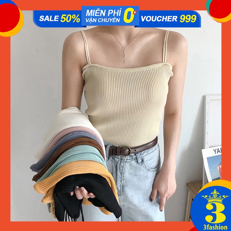 Áo Dệt Kim Hai Dây Sợi Bún Cổ U Dáng Ôm Tôn Dáng Vải Mềm Mại Thoáng Mát - MSP T36