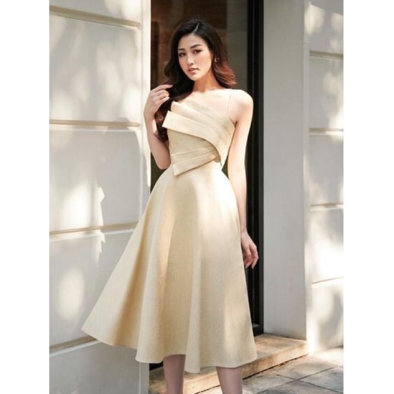 Đầm dự tiệc váy dự tiệc hai dây đắp nơ ngực dáng xoè dệt ánh kim siêu yêu (CÓ ĐỆM NGỰC) MN146 - Đầm Váy Mina | BigBuy360 - bigbuy360.vn