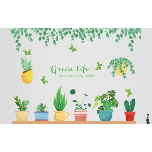 Decal dán tường, tranh dán tường cây hoa lá trang trí nhà cửa, quán cà phê hàng cao cấp - MyNa Mart