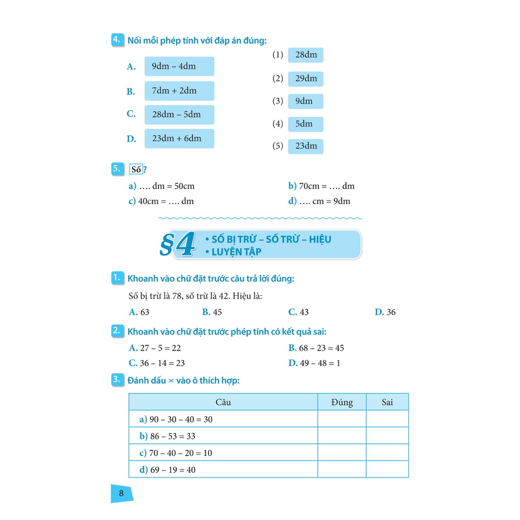 Sách Bài Tập Trắc Nghiệm Và Tự Kiểm Tra Toán 2 + Rèn Kĩ Năng Học Tốt Toán 2