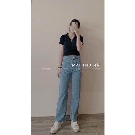 [ẢNH THẬT] QUẦN BÒ ỐNG SUÔNG XANH NHẠT TÚI DÁN
