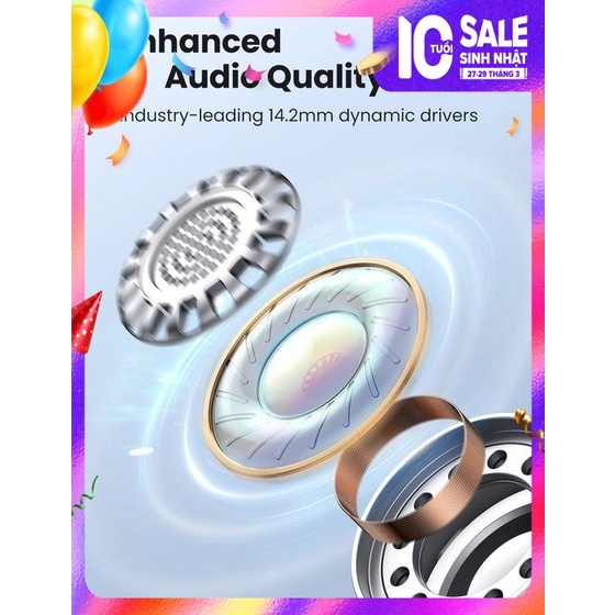 Tai nghe Bluetooth 5.0 TWS UGREEN - Âm thanh Hifi True Wireless 20h Playtime, Hỗ trợ sạc không dây