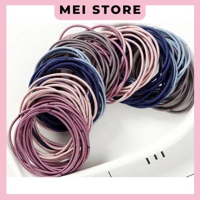 Set 100 Sợi Thun Cột Tóc Kèm Túi Zip