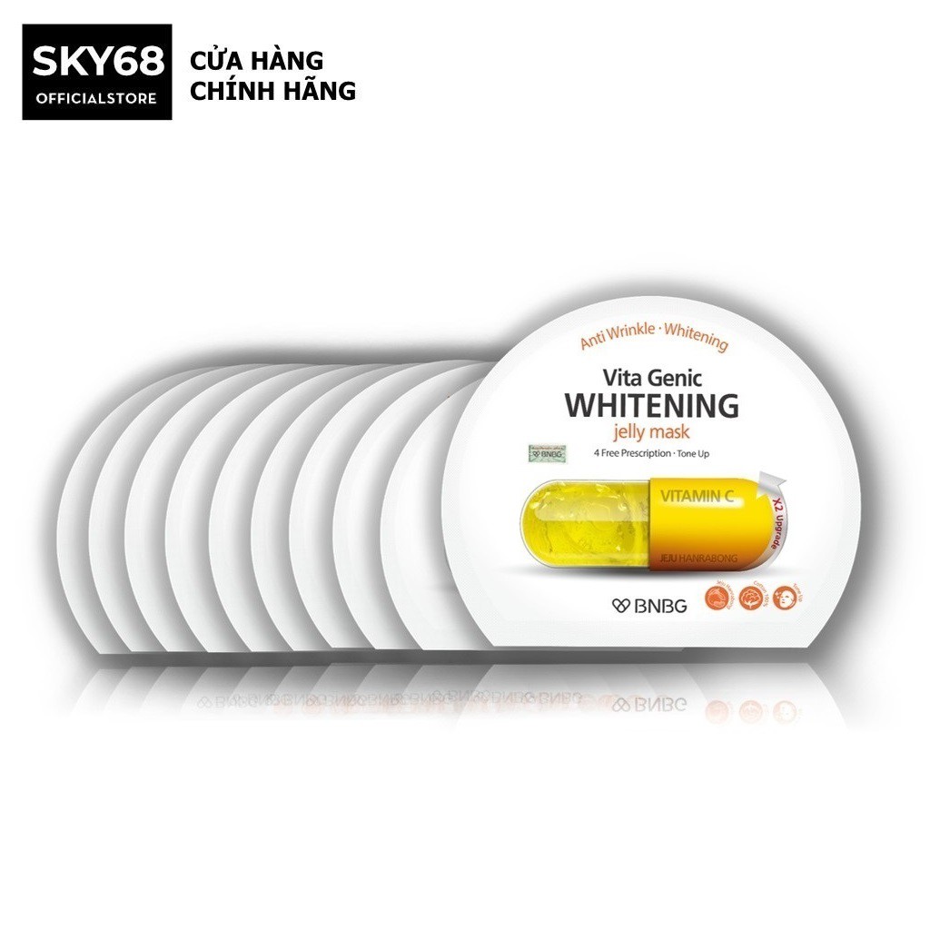 Combo 10 Mặt nạ giấy dưỡng da trắng sáng và làm đều màu da BNBG Vita Genic Whitening Jelly Mask (Vitamin C) 30ml x 10