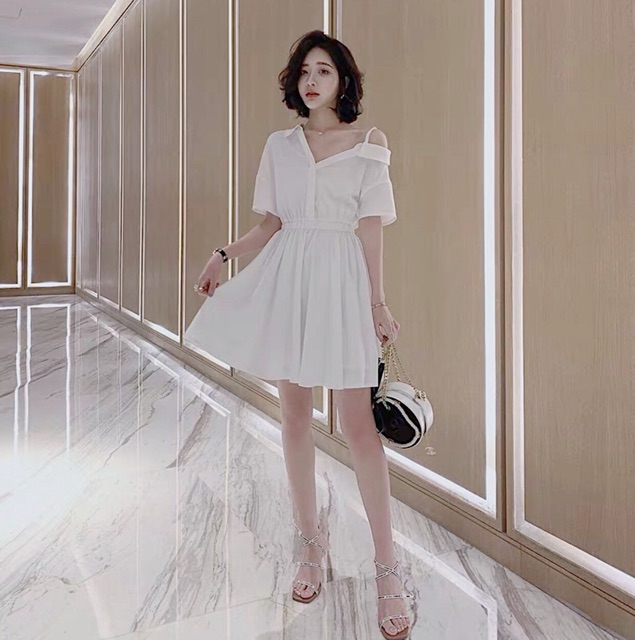 [Mã FATHANG5 giảm 10K đơn 50K] Đầm SM LỆCH VAI 2 màu (kèm hình thật) | BigBuy360 - bigbuy360.vn