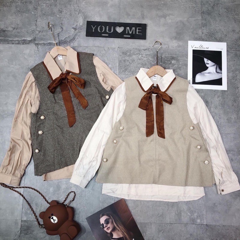 SÉT ÁO DẠ SƠ MI CỔ NƠ ❌HOT HIT❌