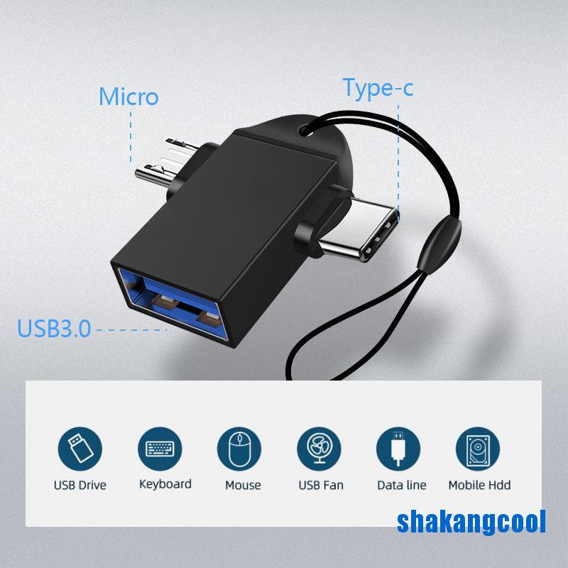 Đầu Chuyển Đổi 2 Trong 1 Type-C Micro Usb Otg Cho Android Usb 3.1