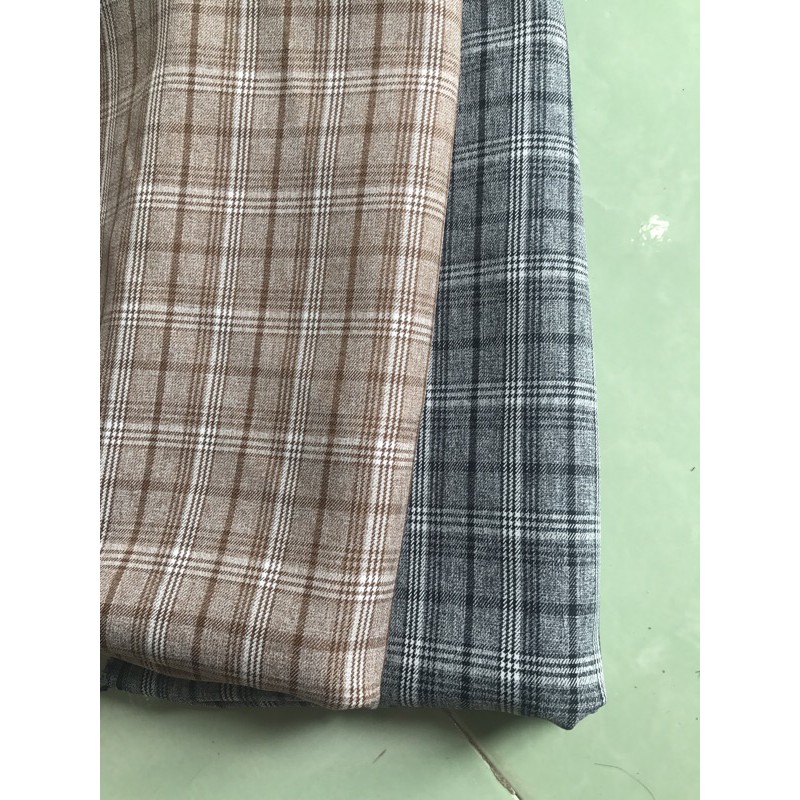 Vải kẻ may vest chất dày dặn không nhăn