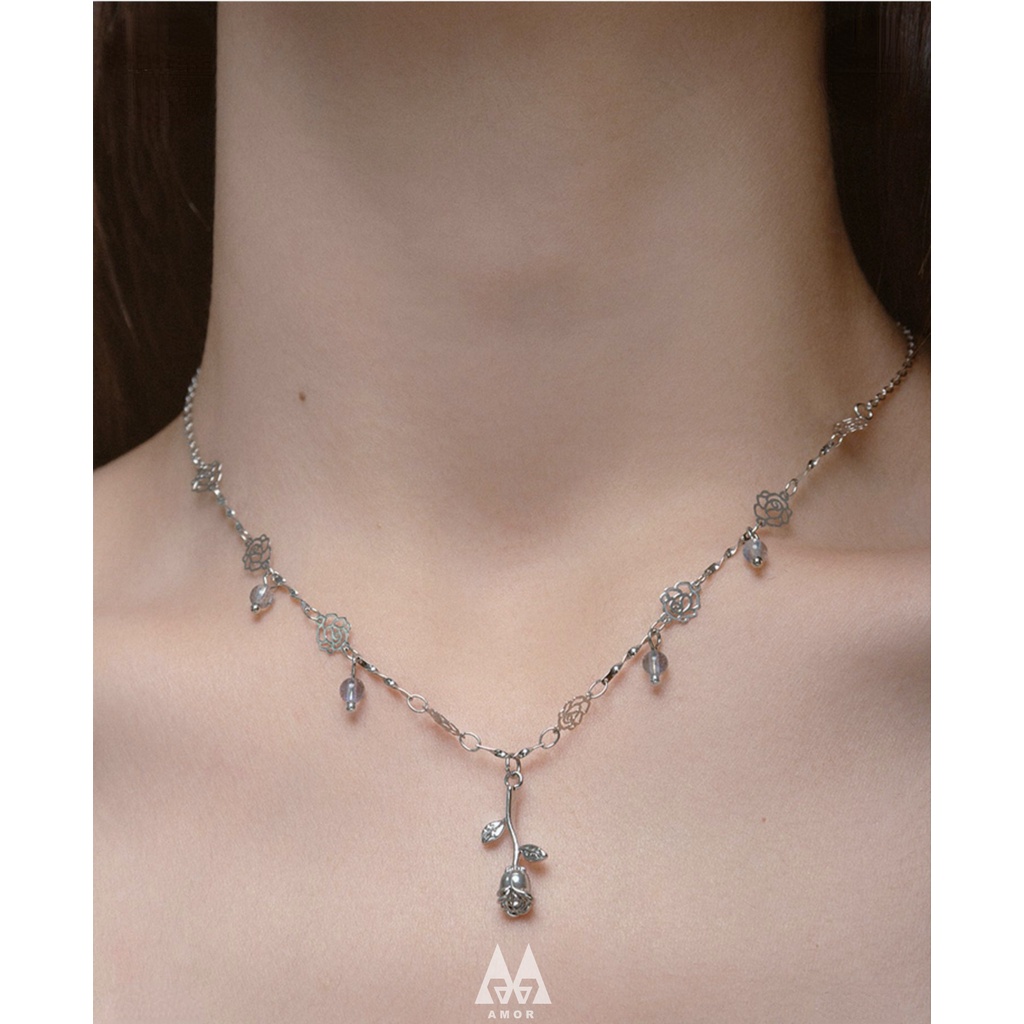 Vòng cổ Nữ Bằng Thép Không Gỉ Thiết Kế Đơn Giản Thời Trang Pháp