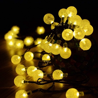 Đèn Nháy Bi Bọt cherry ball vàng ấm dây đen dài 6m 9m, dây đèn Bi Bọt trang trí Tết decor nhà cửa chuẩn đẹp y hình