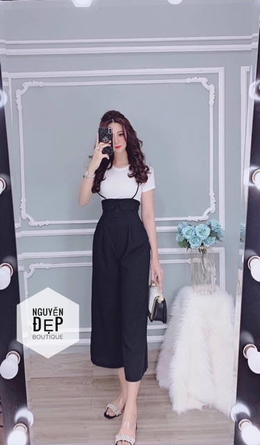 Sét bộ yếm cát hàn quần ống rộng | BigBuy360 - bigbuy360.vn