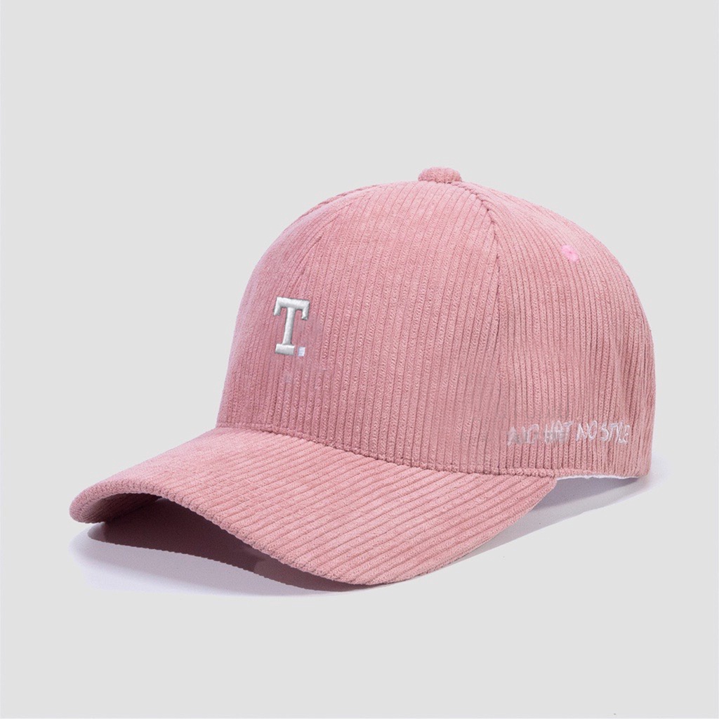 Mũ Lưỡi Trai Nón Kết Nhung Cao Cấp Thêu Chữ T Nhung Gân 480B Phong Cách Ulzzang Form Unisex Nam Nữ - Hazo