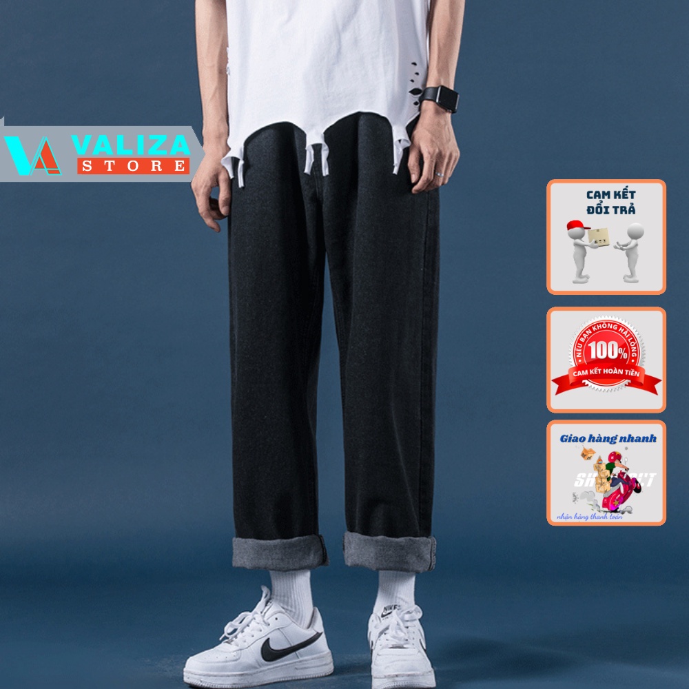 Quần jean nam baggy ống suông rộng dáng đứng vải jeans bò cao cấp hottrend 2022 VALIZA QD004