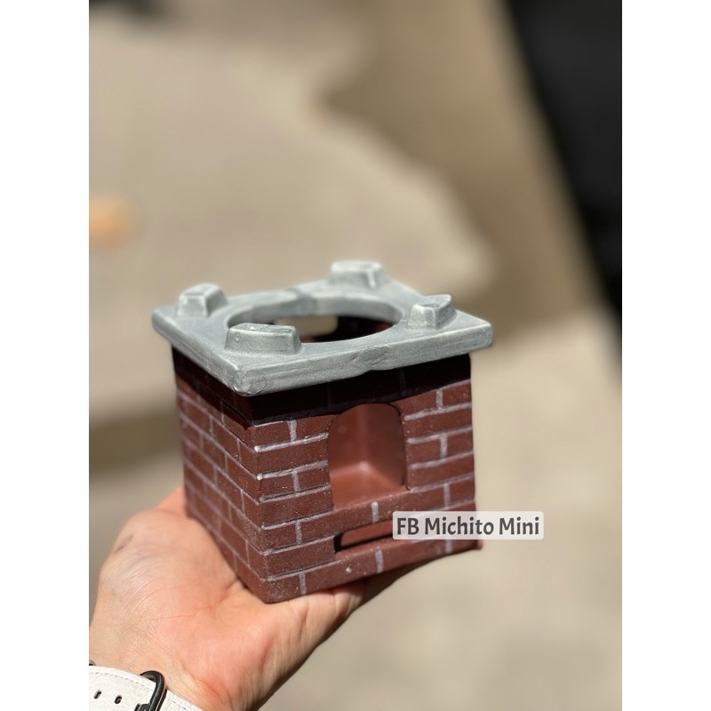 Bếp nến - Nấu ăn mini miniature cooking - Bếp gốm kiểu cổ
