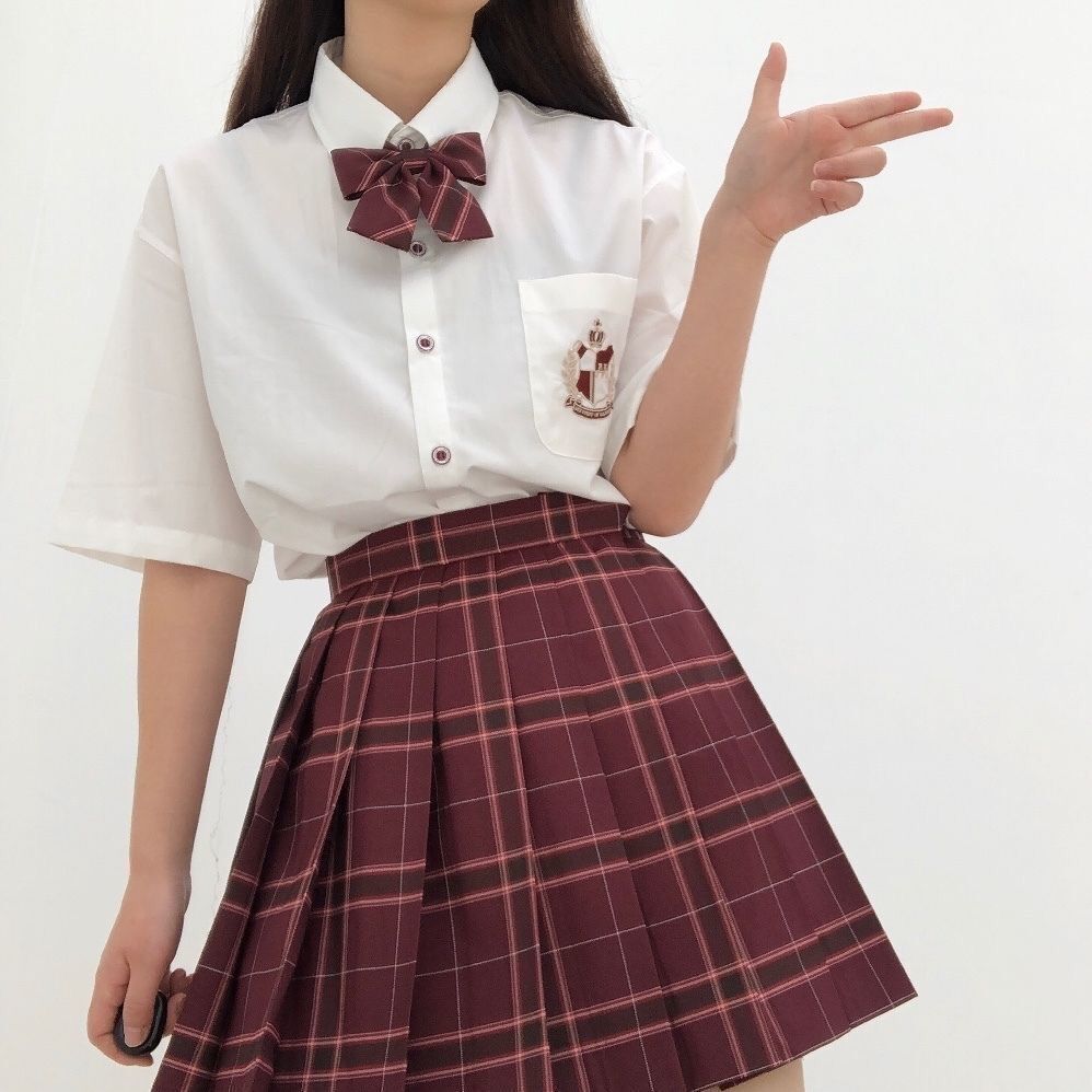 Chân váy xếp ly phong cách đồng phục nữ sinh Nhật Bản【Free Bow】