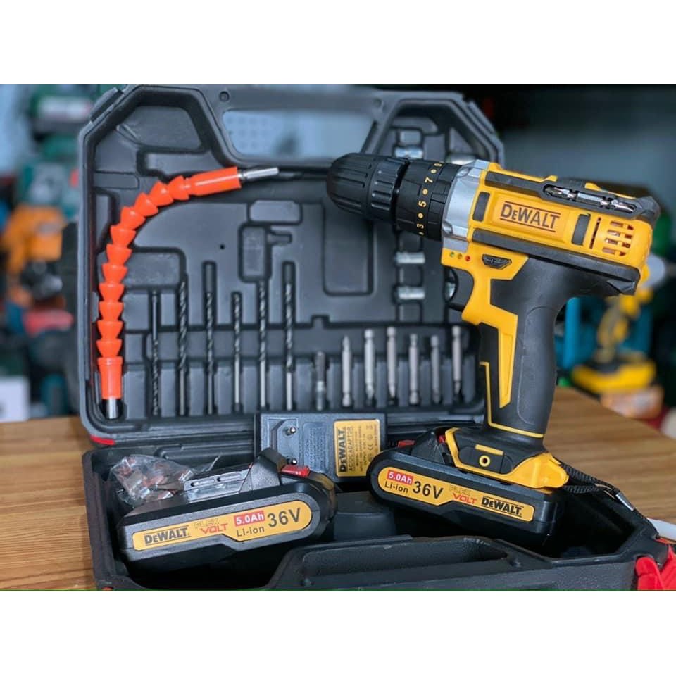 Máy Khoan pin Dewalt 36V-3 chức năng: Khoan tường, Bắt vít - Bắn tôn - Tặng kèm Bộ phụ kiện 29 chi tiết