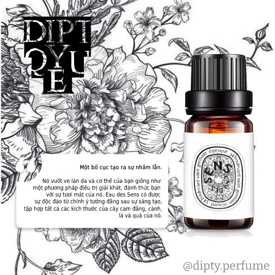 ⚜️ Set tinh dầu thơm phòng 3 mùi Diptyque Doson / Sens / Eau Rose LIMINTED EDITION 2021 10mlx3