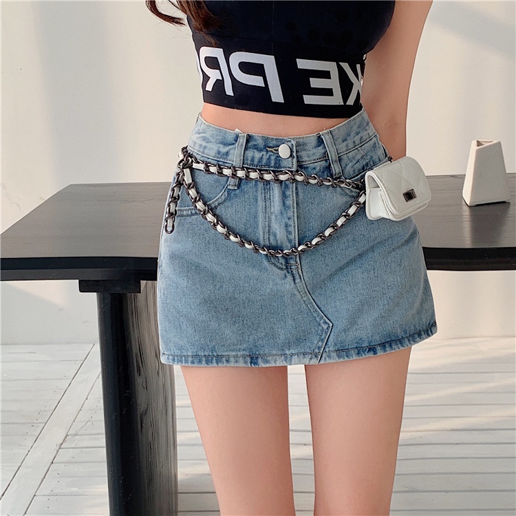 HUANG YOYO  Chân váy jean Lưng Cao Dáng Ôm Thời Trang Hàn Quốc Quyến Rũ Cho Nữ