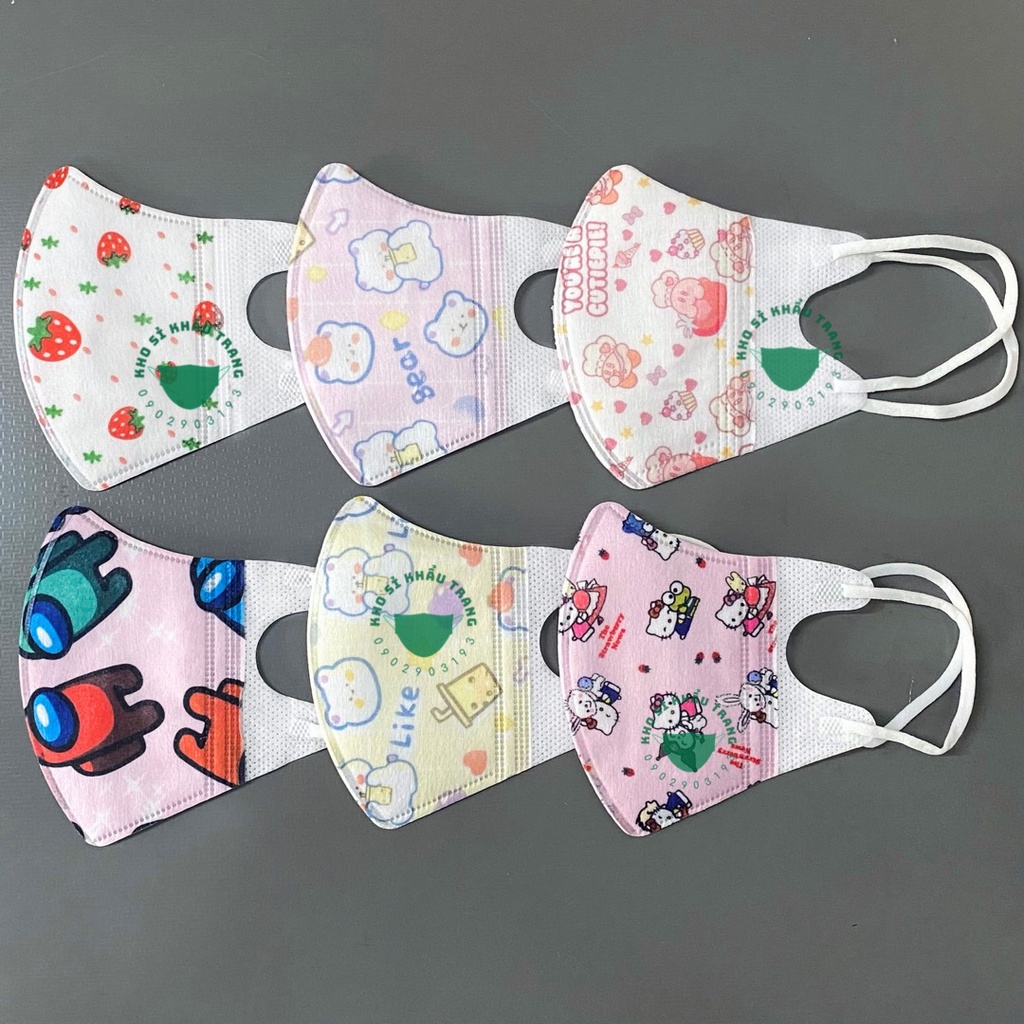 Khẩu trang 5D cho bé 0-2 tuổi hàng nội địa Trung nhiều hình cute túi 10 cái