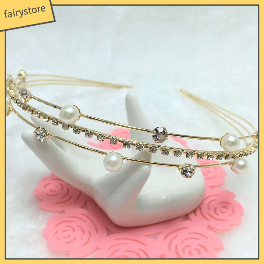 Băng Đô Cài Tóc Đính Hạt Giả Ngọc Trai