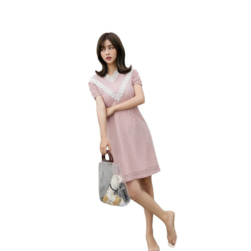 [Mã FAMALLT5 giảm 15% đơn 150k] Đầm ren ngắn tay nữ TOKYOLIFE pha viền ren phong cách tiểu thư E9DRE231C