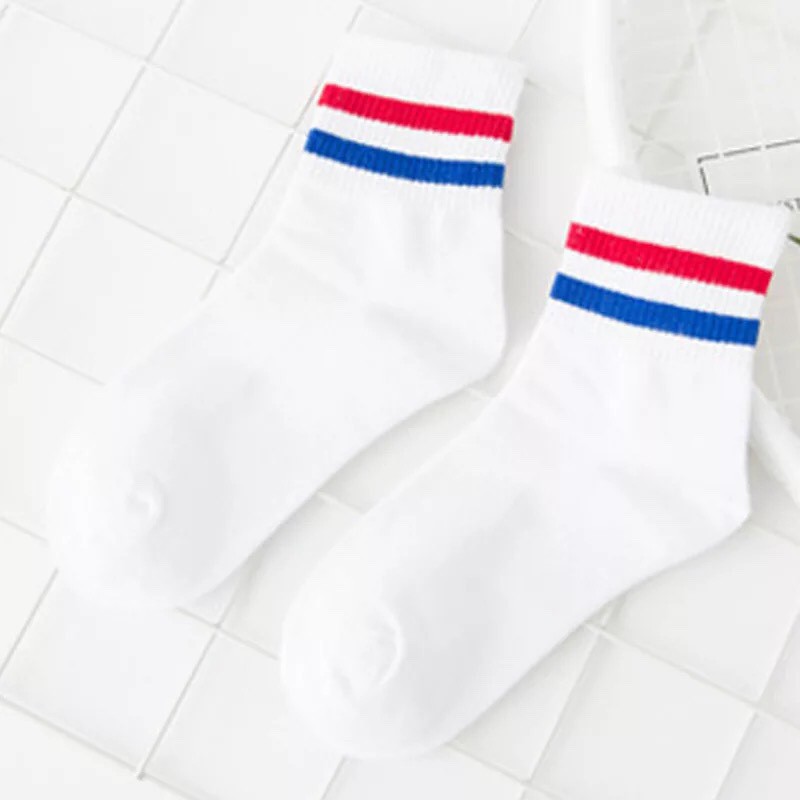 Tất cổ cao Bivota vớ unisex sọc ngang cao cổ Vintage Hàn Quốc T57