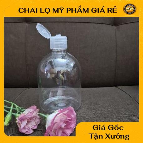 Chai Chiết Mĩ Phẩm ❤ RẺ VÔ ĐỊCH ❤ Chai nhựa pet nắp bật 500ml Thân Lùn đựng gel chiết mỹ phẩm , phụ kiện du lịch
