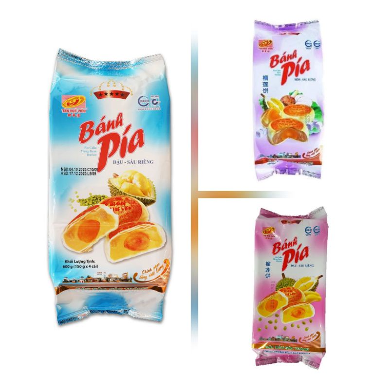 Bánh pía Tân Huê viên 5 sao đậu xanh sầu riêng trứng muối 600g