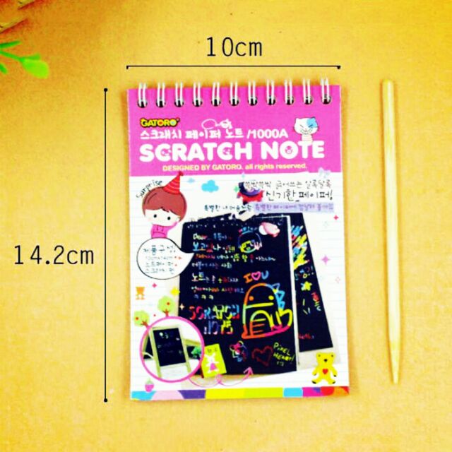 (LẺ=SỈ) scrach note, Giấy cạo cầu vồng, sổ vẽ ma thuật a6 (10cm * 14cm)