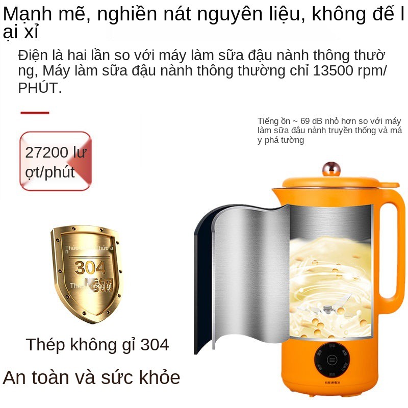 Máy làm sữa đậu nành mini của Đức gia đình cắt tường nhỏ sưởi ấm nấu tự động ép trái cây đa năng bass