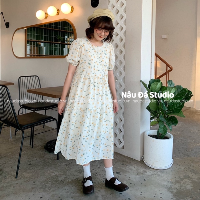 ĐẦM/VÁY VOAN BABYDOLL HOA  - NÂU ĐÁ STUDIO.